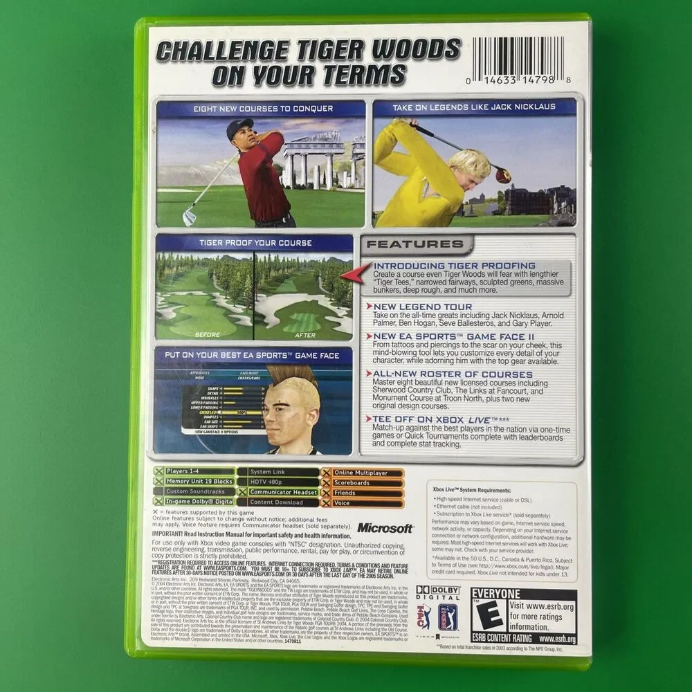 Tiger Woods PGA Tour Video Game Lot (Microsoft Xbox) 07 2005 2004 Complete CIB